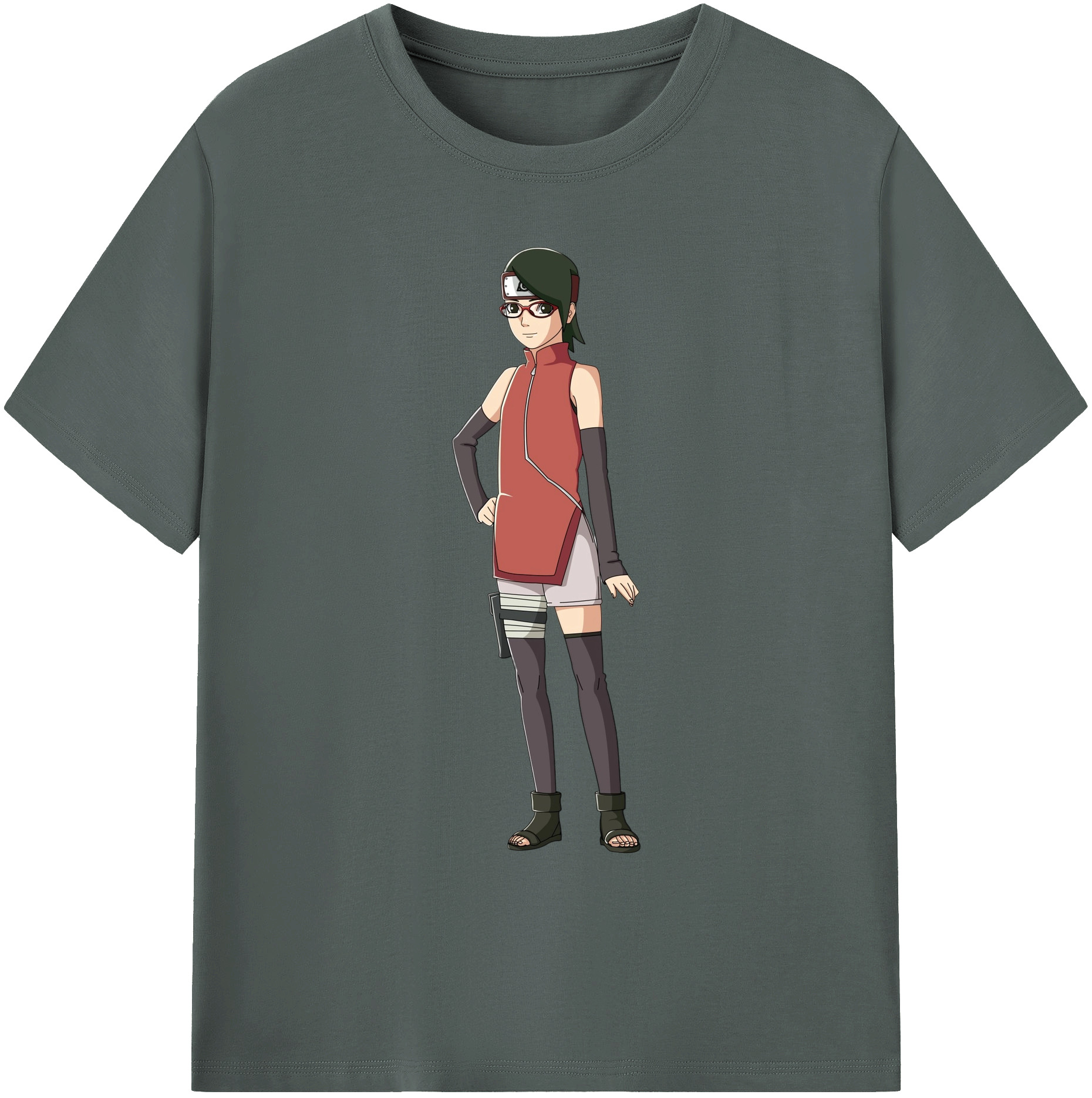 （画像用） NARUTO -ナルト- うちは サラダ Uchiha Sarada 綿100％ メンズ半袖Tシャツ｜肌触りやわらか＆通気性